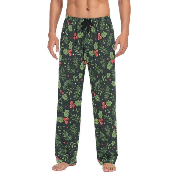 Red Fruit Christmas Men's Pajama Pants Lightweight Pjs Bottoms Sleepwear Bottom Pants with Pocket Drawstring