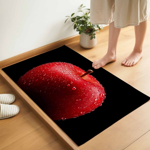 Red Fruit Door Mat 16x24 Inch Real Black Background Entryway Rug with Non-Slip Rubber, Inside Floor Mats Front Door Rug Welcome Mat for Living Room Bathroom Bedroom Home Office