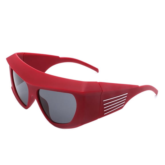 Red Futuristic Frame Sunglasses - Dark Lens UV Protection Bold Edgy Daily & Party Eyewear