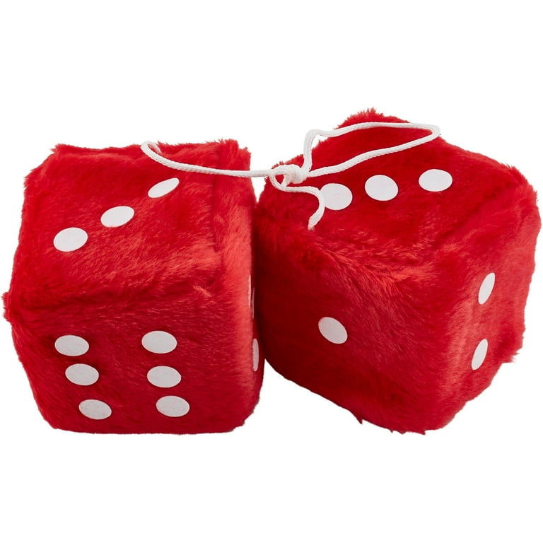 Red fuzzy dice with black dots discount