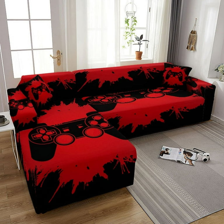 Red Game Console Sofa Covers for Living Room Sofa Protector Anti dust Elastic Stretch Covers for Corner Cushion Cover Funda sofa Walmart