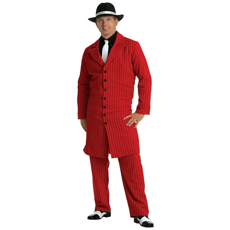 Hommes Rouge Zoot Costume Déguisement Gangster 1920s Mafia M L Neuf