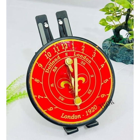 Red Garden Sundial Compass Vintage Dollond London Nautical Antique Compasses Gift