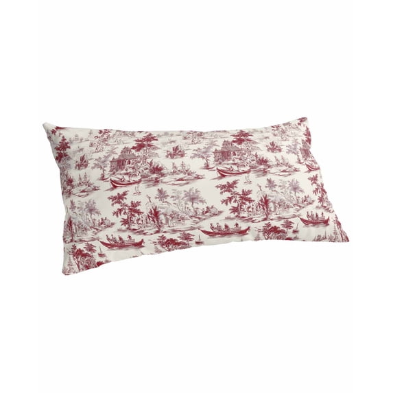 Red Garden Vintage Pillow Covers King Size, Modern Art Building Boat Tree Soft Bed Throw Pillowcases Breathable Cooling Long Lumbar Body Pillow Sham Cover for Bed Sofa 20''x40''