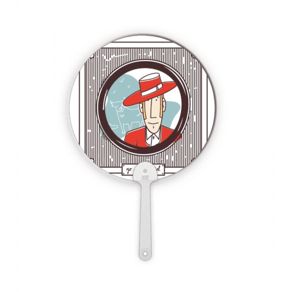 Red Garment Spanish Illustration Plastic Round Handheld Fan Decorations Craft