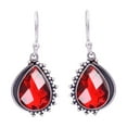 thumbnail image 1 of Red Garnet 925 Sterling Silver Earring V9842, Drop/Dangle Earring, Red Earring, Pear Earring, Gift For Her, Garnet Earring, 1 of 4