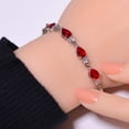 thumbnail image 1 of Red Garnet & Cubic Zirconia 925 Sterling Silver Tennis Bracelet 7.99" B973274236, New Year Sale, Valentin's Day Gift, 1 of 4