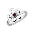 thumbnail image 1 of Gem & Harmony Red Garnet Flower Ring 1/10 Carat (Ctw) in Sterling Silver for Women, 1 of 5