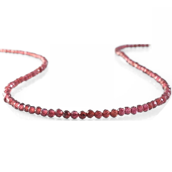 Echmeck Red Garnet Gemstone Bead Strand Necklace with Silver Extender for Women