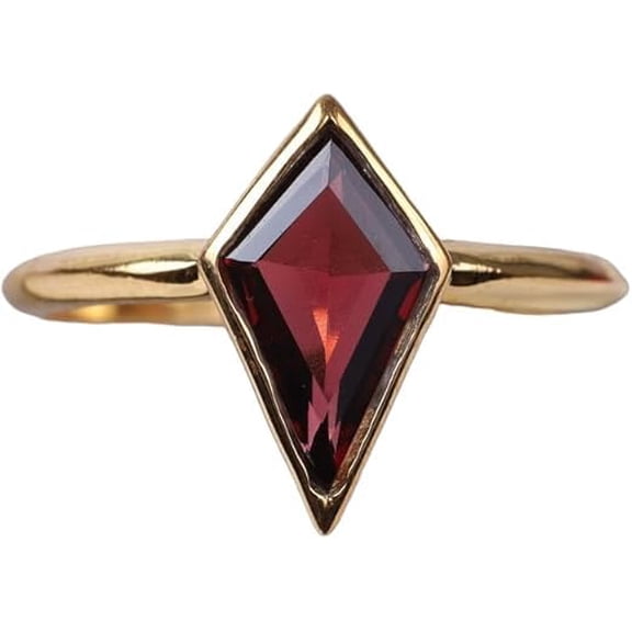Red Garnet Gemstone Ring, AAA Natural Garnet Band Ring, January Birthstone, Kite Shape Ring, Womens Ring, Gold Micron Ring, 925 Sterling Silver Dainty Ring, Wedding Ring, Minimal Stackable Ring