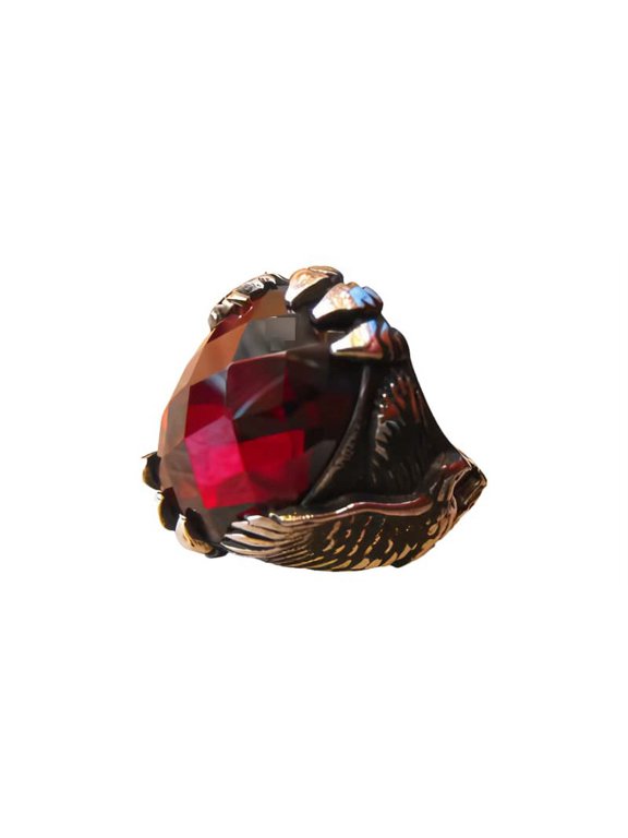 Red Garnet Ring, Silver Jewelry, 925 Silver Ring, Father's Day, Checker Garnet Eagle Claw Ring, January Birthstone Ring, Heavy Mens Ring, Spiritual Healing Gemstone, Christmas, Designer Mens Ring