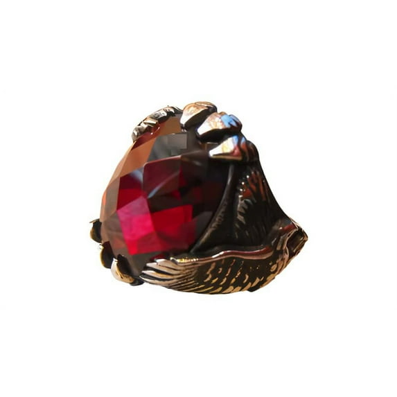 Red Garnet Ring, Silver Jewelry, 925 Silver Ring, Father's Day, Checker Garnet Eagle Claw Ring, January Birthstone Ring, Heavy Mens Ring, Spiritual Healing Gemstone, Christmas, Designer Mens Ring