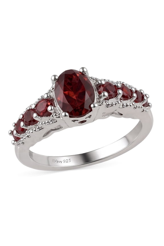 Red Rings for Women in 925 Sterling Silver Garnet Ring - Gemstone Birthstone Promise Engagement Vintage Garnet Jewelry Birthday Christmas Gifts Size - 5