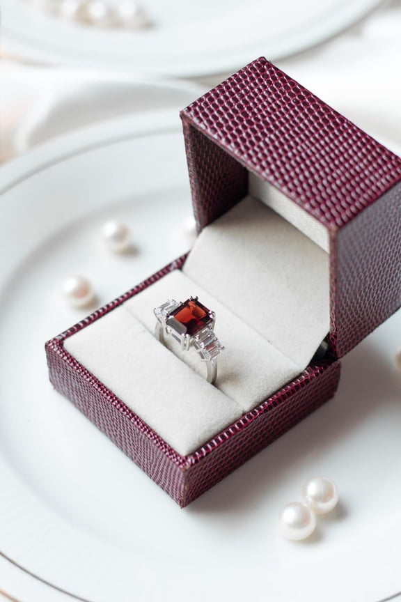 Red Garnet Rings January Birthstone Jewelry Handmade Rings Red Gemstone Rings Sterling Silver Ring Gift