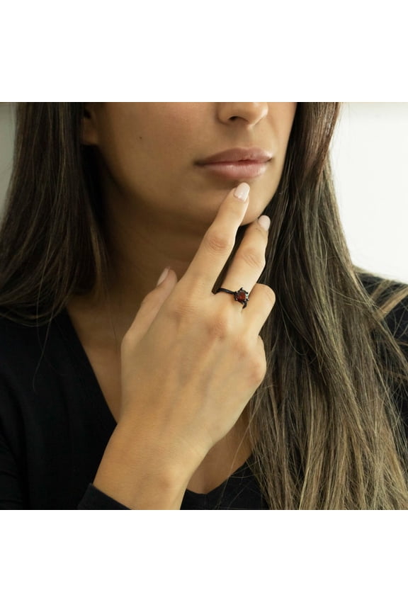 Red Garnet Rings January Birthstone Jewelry Handmade Rings Red Gemstone Rings Sterling Silver Ring Gift