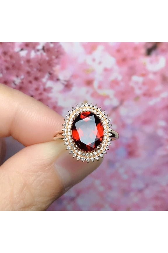 Red Garnet Rings January Birthstone Jewelry Handmade Rings Red Gemstone Rings Sterling Silver Ring Gift