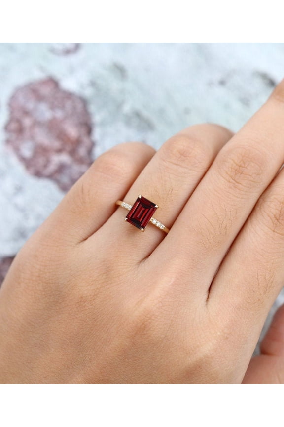 Red Garnet Rings January Birthstone Jewelry Handmade Rings Red Gemstone Rings Sterling Silver Ring Gift