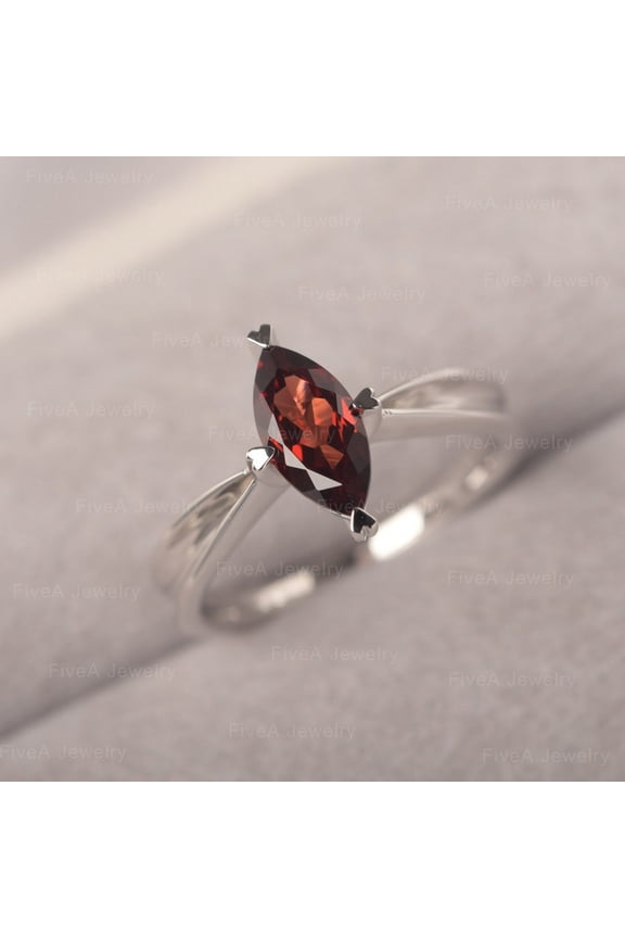 Red Garnet Rings January Birthstone Jewelry Handmade Rings Red Gemstone Rings Sterling Silver Ring Gift