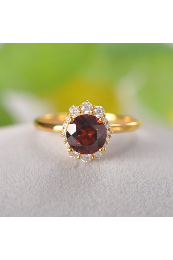 Red Garnet Rings January Birthstone Jewelry Handmade Rings Red Gemstone Rings Sterling Silver Ring Gift