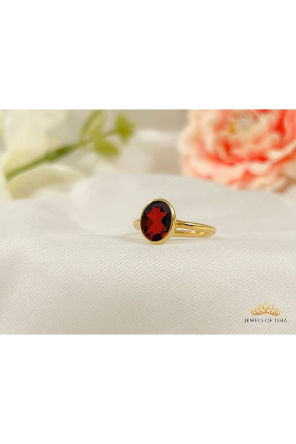 Red Garnet Rings January Birthstone Jewelry Handmade Rings Red Gemstone Rings Sterling Silver Ring Gift