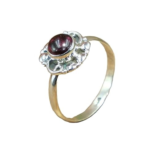 Red Garnet Stone 925 Sterling Silver Ring Handmade Unique Design Ring Birthday Gift Jewelry