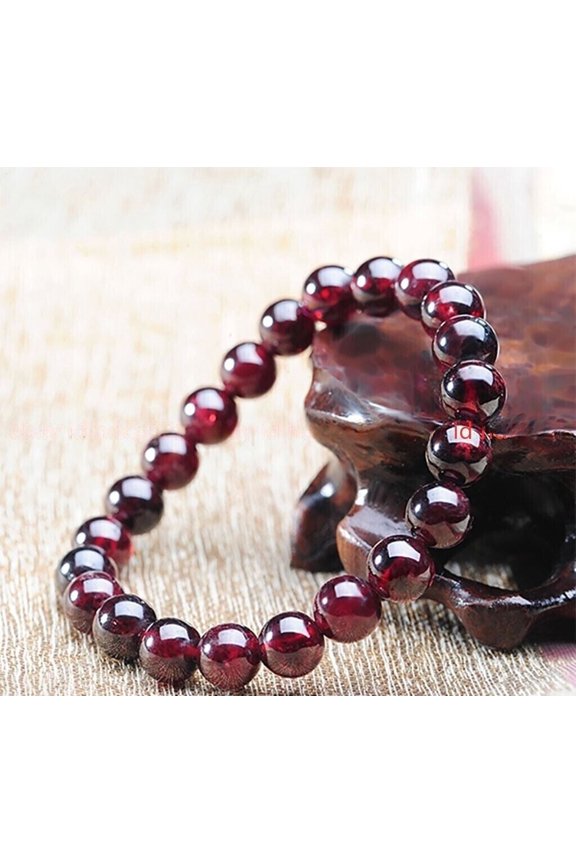 Red Garnet Bracelet 8mm Garnet Elastic Bracelet Genuine Garnet Stone Jewelry January Birthstone Bracelet Natural Garnet Gemstone Bracelet