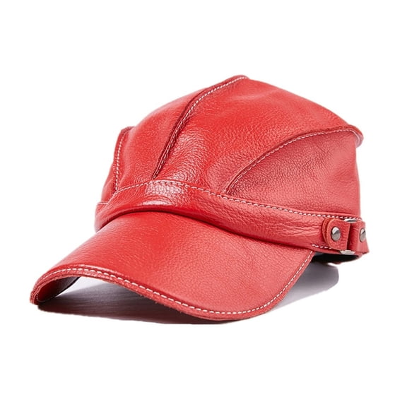 Red Genuine Leather Caps Cowskin Baseball Cap Men Women Snap-back Hat Male Adjustable Luxury Quality Baseball Hats ,Fashion