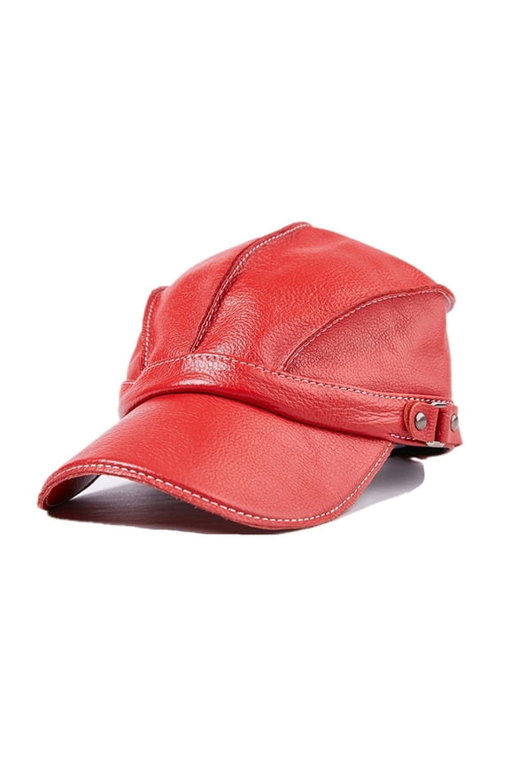 Red Genuine Leather Caps Cowskin Baseball Cap Men Women Snap-back Hat Male Adjustable Luxury Quality Baseball Hats ,Fashion