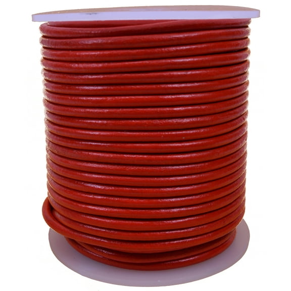 Red Genuine Leather Round Cord - 3mm X 25m