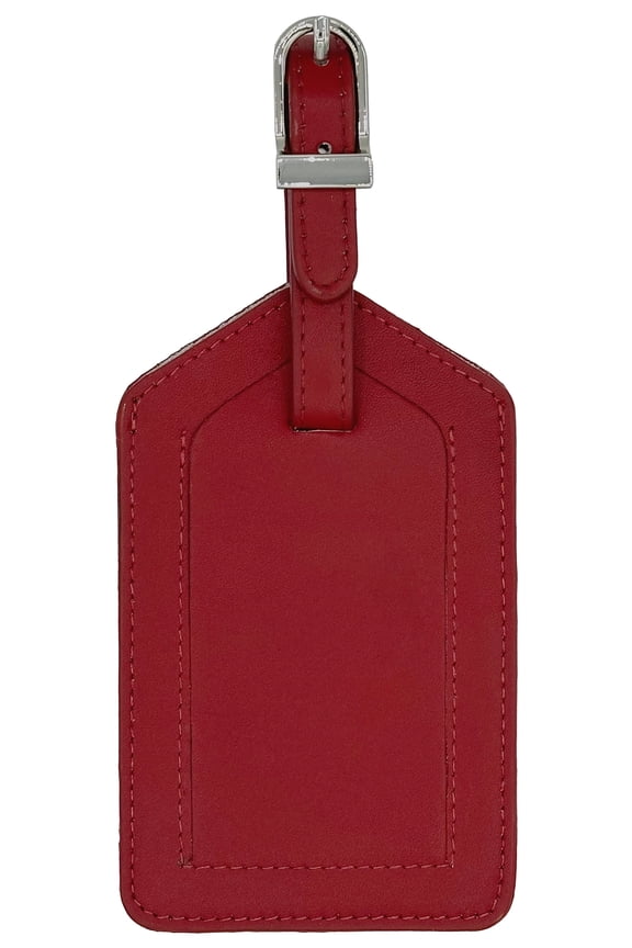 Red Genuine Top Grain Leather Luggage Tag
