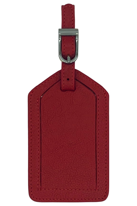 Red Genuine Top Grain Leather Luggage Tag