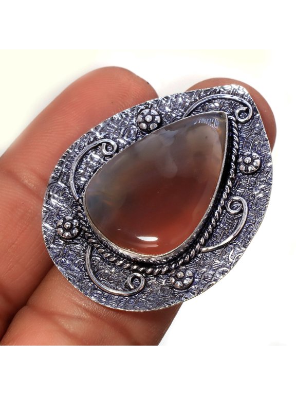 Red Geode Agate Gemstone Handmade Fashion Ethnic Gift Jewelry Ring 7.50" SR 139
