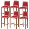 thumbnail image 1 of Red Geometric Bar Stool Cover Set of 6, White Greek Key Design Burlap Modern Art Stretch Bar Chair Cover, Removable Washable Pub Counter Stool Chair Slipcover for Kitchen Dining Room Pub Cafe, 1 of 9