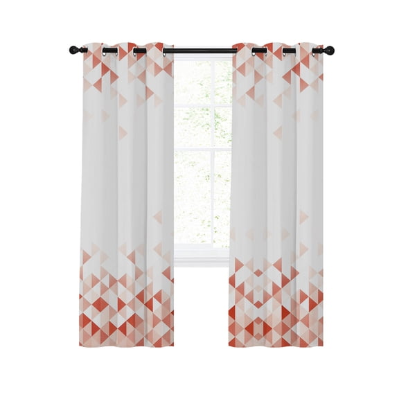 Red Geometric Blackout Curtains 84 Inches Length, Modern Minimalist Ombre Triangles Art Window Treatment Thermal Insulated Drapes for Bedroom Living Room 2 Panels 104x84 Inches