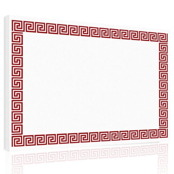 Red Geometric Canvas Print Wall Art, Greek Pattern Chinese Wall Decor Modern Artwork Paintings Pictures for Living Room Framed and Stretched Ready to Hang, 20" x 24"