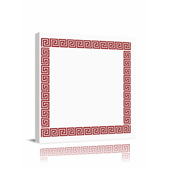 Red Geometric Canvas Wall Art, Greek Pattern Chinese Framed Wall Decor Modern Artwork Prints Painting for Living Room, Bedroom, Kitchen & Cafe Decor 28x28 Inch