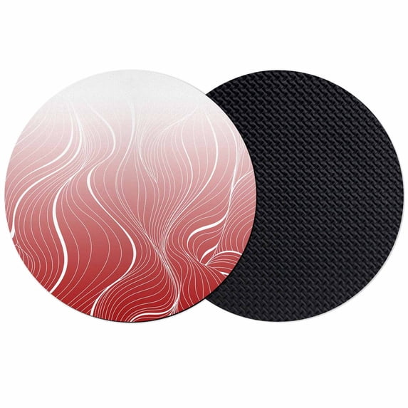Red Geometric Coasters Set of 2, Absorbent Coasters for Drinks, Modern White Stripe Abstract Distortion Art Coaster for Desk Coffee Table Protection, Home Decor House Warming Gifts 4"