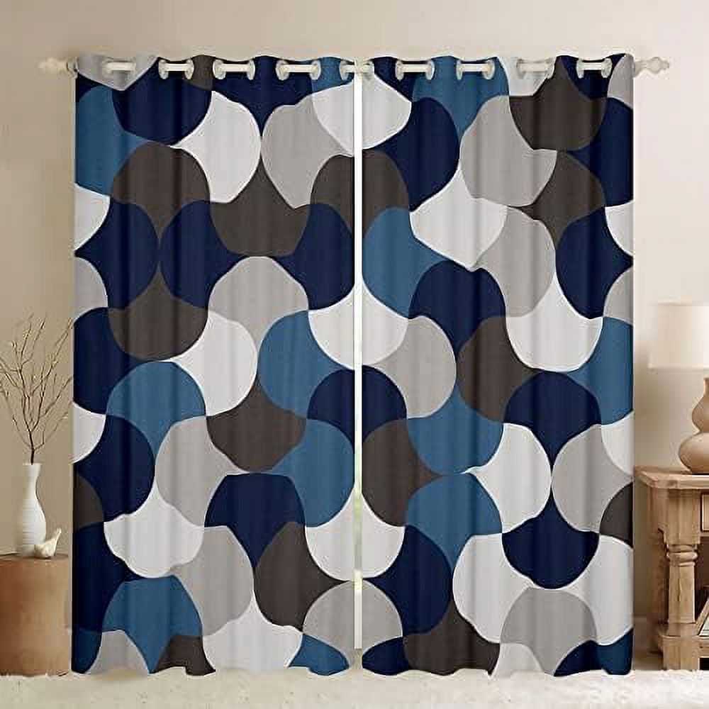 Red Geometric Curtains Window Curtains for Boys Girls Teens