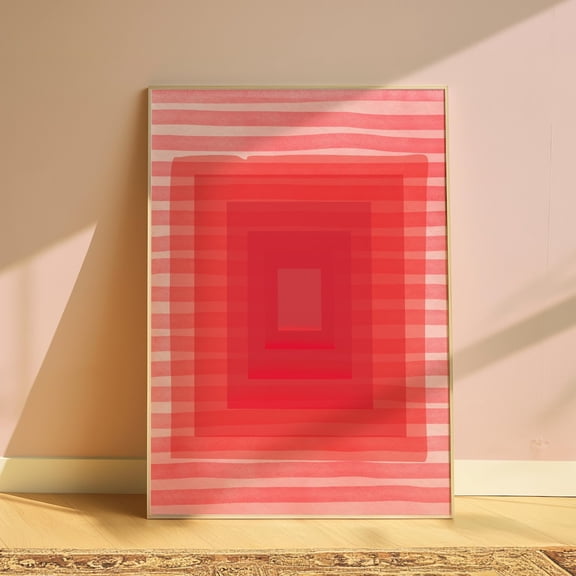 Red Geometric Gradient Modern Wall Art, Unframed Paper Print Size 8x12