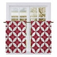 thumbnail image 1 of Red Geometric Kitchen Curtains 54 Inch Length, Vintage Rhombus Circle Texture Tiers Curtains for Bathroom Bedroom Cafe, Light Filtering Small Window Treatment Short Tiered Drapes 2 Panels 42"Wx54"L, 1 of 8
