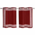 thumbnail image 1 of Red Geometric Kitchen Curtains Small Short 39 Inch Length, Country Farm Traditional Chinese Tile Grommet Top Bedroom Living Room Curtains, Light Filtering Cafe Curtain Drapes 2 Panels Set 55''x39'', 1 of 9