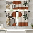 thumbnail image 1 of Red Geometric Kitchen Window Curtains Valance and Tier Set 36 Inch Black Grey White Modern Rod Pocket Short Tier Curtain, Abstract Small Drapes for Kitchen Decor, 1 of 6