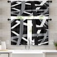 thumbnail image 1 of Red Geometric Kitchen Window Curtains Valance and Tier Set 36 Inch Black Grey White Modern Rod Pocket Short Tier Curtain, Abstract Small Drapes for Kitchen Decor, 1 of 6