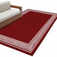 thumbnail image 1 of Red Geometric Large Area Rugs for Bedroom Living Room, Soft Non Slip Carpet Bedside Rug, Country Farm Traditional Chinese Tile Rectangular Floor Cover Kitchen Accent Rug 2.7'x5' for Office, 1 of 9