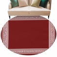 thumbnail image 1 of Red Geometric Large Area Rugs for Bedroom Living Room, Soft Non Slip Carpet Bedside Rug, Country Farm Traditional Chinese Tile Round Floor Cover Kitchen Accent Rug 6' for Dining Room/Office, 1 of 9
