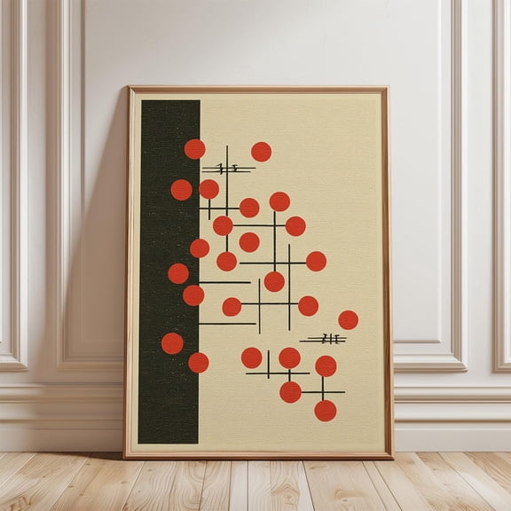 Red Geometric Line Network Poster Unframed Paper Print