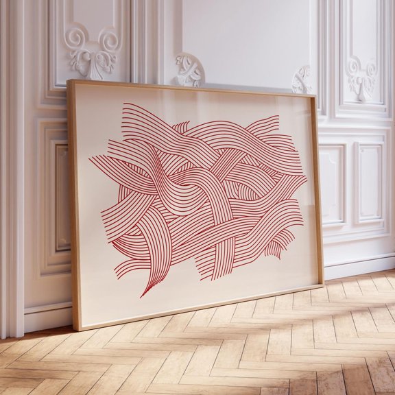 Red Geometric Line Wall Decor