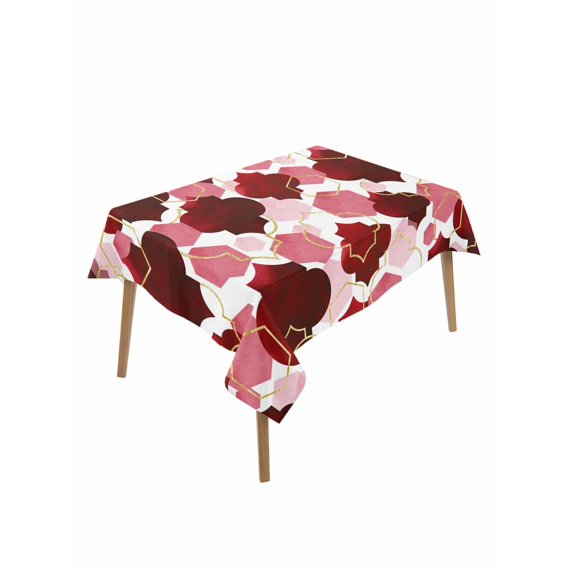 Red Geometric Moroccan Rectangle Tablecloth, Abstract Art Red Ombre Modern Waterproof & StainResistant Tablecloth, Washable Oil-proof Table Cover for Dining/Party/Wedding/Camping/Buffet 52x70 In