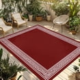 thumbnail image 1 of Red Geometric Outdoor Rug 4x6 Ft - Reversible Patio Rug Outdoor Camping Rugs, Country Farm Traditional Chinese Tile Washable Indoor Outdoor Area Rugs, Non-Slip Outdoor Carpet Runner for Deck/Porch, 1 of 8