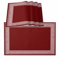 thumbnail image 1 of Red Geometric Placemats for Dinning Table Set of 6, Country Farm Traditional Chinese Tile Burlap Kitchen Place Mats Waterproof Cloth Table Mats, Indoor Outdoor Placemats Easy Clean Dinner Decor, 1 of 8